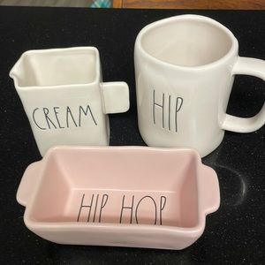 Coffee Mug, creamer, loaf pan.